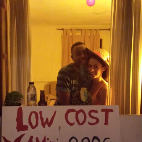 Couple selling drinks