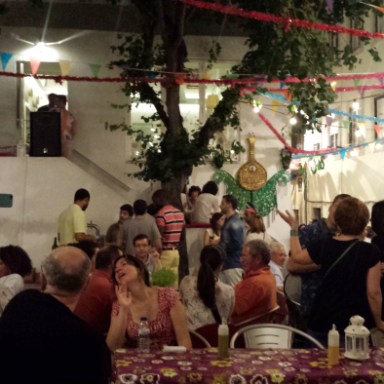 People having dinner during St. Anthony night