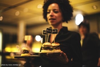 Waitress delivering food
