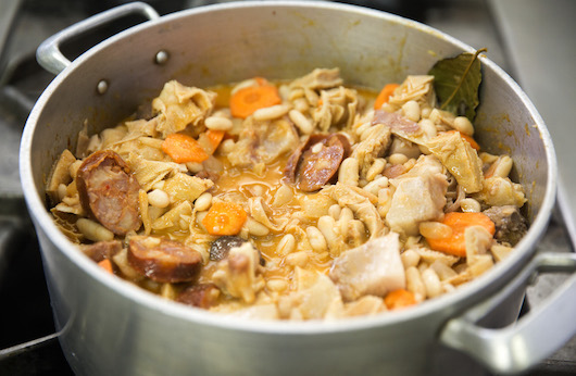 a pan filled with food