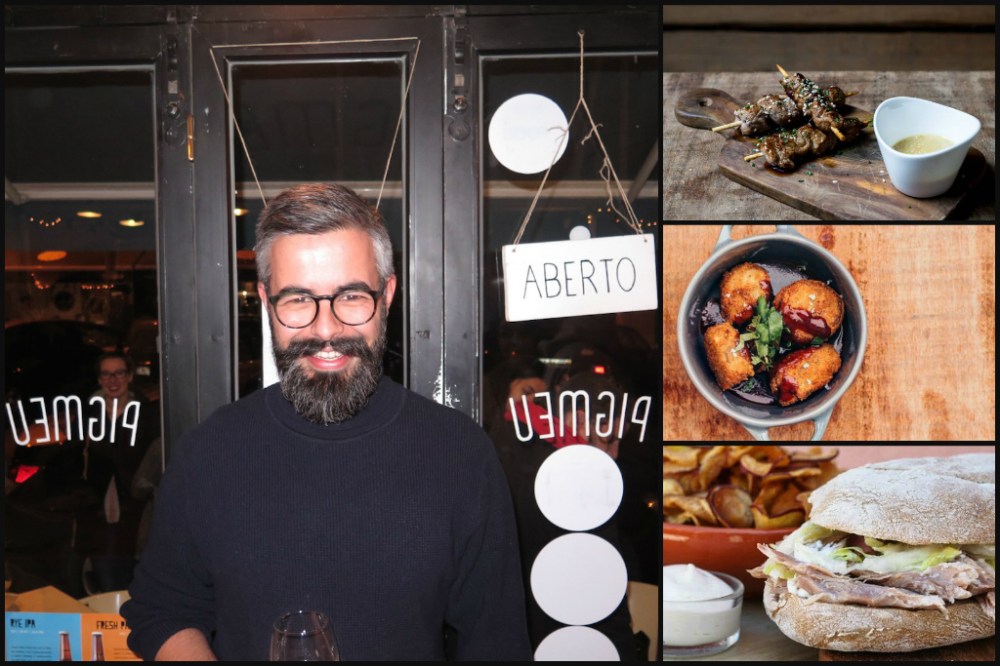 a man standing in front of a plate of food