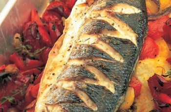 a dish is filled with food