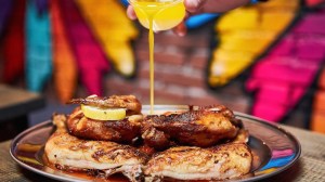 a plate of Portuguese food on a table