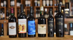 a close up of a bottle of wine