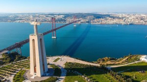 a view of a large body of water with a city in the background