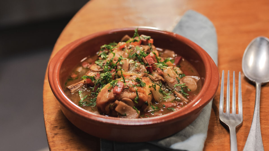 a bowl of food on a table