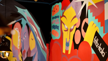 a group of colorful graffiti