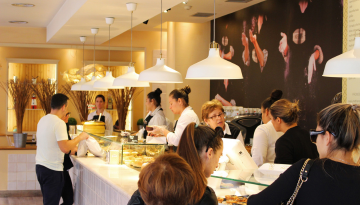 a group of people performing on a counter