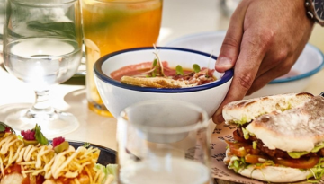 a close up of a plate of food on a table