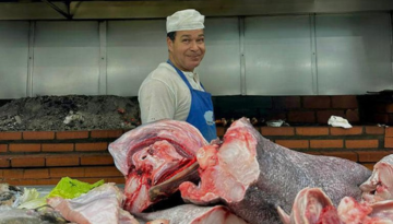a person in a kitchen