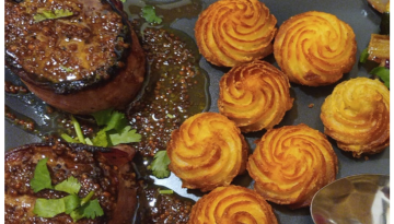 a close up of many different types of food
