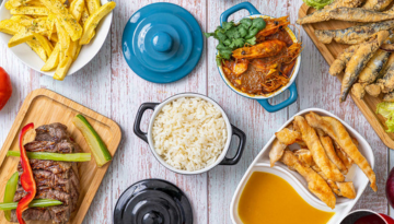 a bunch of food on a table