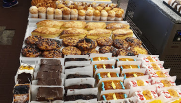 a tray full of food
