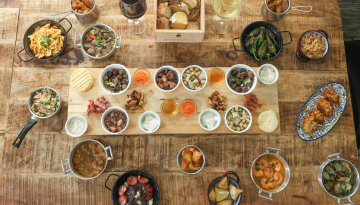 a bunch of food on a table
