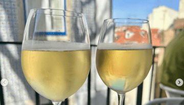 a close up of a wine glass