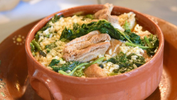 a plate of food with broccoli
