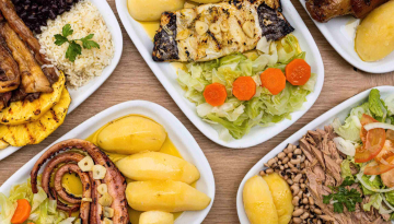 a bunch of different types of food on a plate