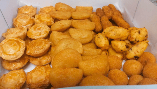 a pile of food
