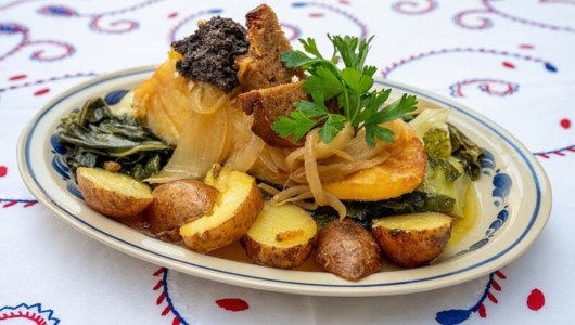 a plate of food on a table