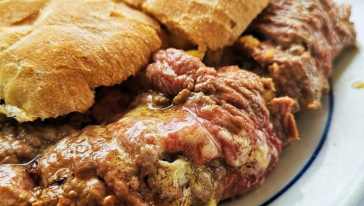 a close up of a sandwich on a plate